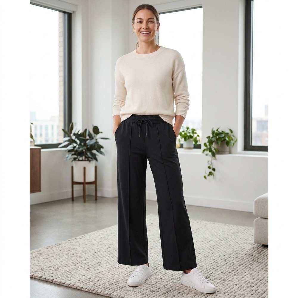 Athleta Black Wide-Leg Drawstring Pants